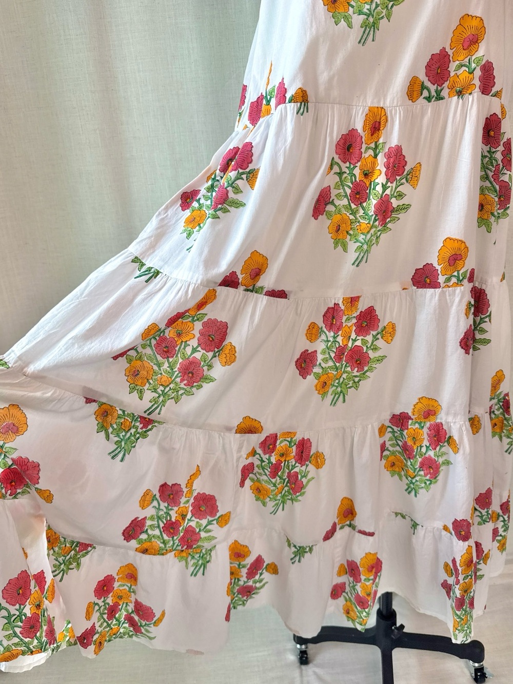 Victoria Dunn King Street Posies Floral Maxi Dress Cotton White Orange Pink XL - Picture 6 of 12